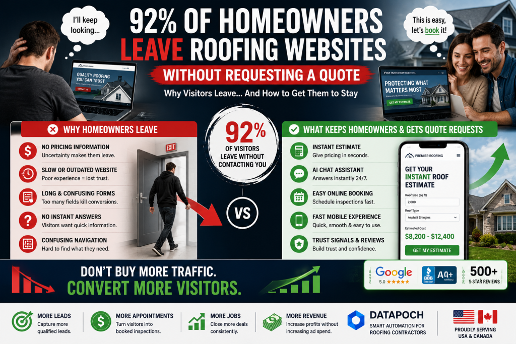 Homeowners Leave Roofing Websites Without Requesting a Quote